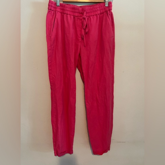 J Crew Factory Pink Linen Cotton Blend Slim Fit Cuff Pants Size 6 - Picture 1 of 6
